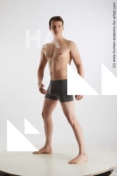 Underwear Man White Standing poses - ALL Slim Short Brown Standing poses - simple Standard Photoshoot Academic