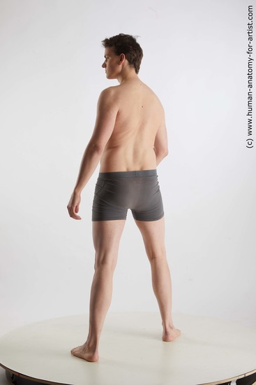 Underwear Man White Standing poses - ALL Slim Short Brown Standing poses - simple Standard Photoshoot Academic