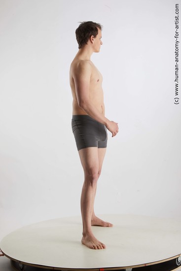 Underwear Man White Standing poses - ALL Slim Short Brown Standing poses - simple Standard Photoshoot Academic