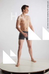 Underwear Man White Standing poses - ALL Slim Short Brown Standing poses - simple Standard Photoshoot Academic
