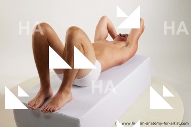 Underwear Man White Laying poses - ALL Athletic Short Brown Laying poses - on back Standard Photoshoot Academic
