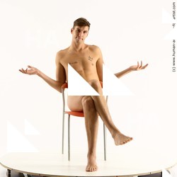 Nude Man White Sitting poses - simple Slim Short Brown Sitting poses - ALL Standard Photoshoot Realistic