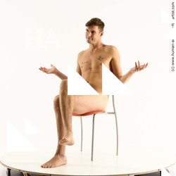 Nude Man White Sitting poses - simple Slim Short Brown Sitting poses - ALL Standard Photoshoot Realistic