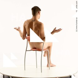 Nude Man White Sitting poses - simple Slim Short Brown Sitting poses - ALL Standard Photoshoot Realistic