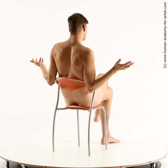 Nude Man White Sitting poses - simple Slim Short Brown Sitting poses - ALL Standard Photoshoot Realistic