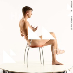 Nude Man White Sitting poses - simple Slim Short Brown Sitting poses - ALL Standard Photoshoot Realistic
