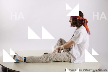 Casual Man White Sitting poses - simple Slim Long Brown Sitting poses - ALL Standard Photoshoot  Academic