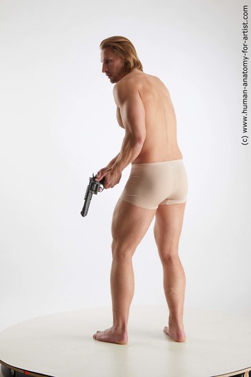 Underwear Fighting with gun Man White Standing poses - ALL Muscular Medium Blond Standing poses - simple Standard Photoshoot Academic Fighting poses - ALL