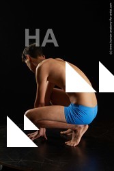 Underwear Man White Kneeling poses - ALL Slim Short Brown Kneeling poses - on both knees Standard Photoshoot  Academic
