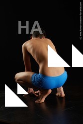 Underwear Man White Kneeling poses - ALL Slim Short Brown Kneeling poses - on both knees Standard Photoshoot  Academic