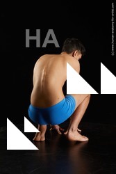Underwear Man White Kneeling poses - ALL Slim Short Brown Kneeling poses - on both knees Standard Photoshoot  Academic