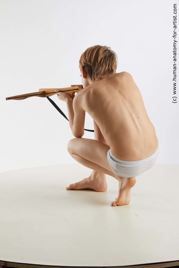 Underwear Man White Kneeling poses - ALL Slim Short Blond Kneeling poses - on both knees Standard Photoshoot  Academic