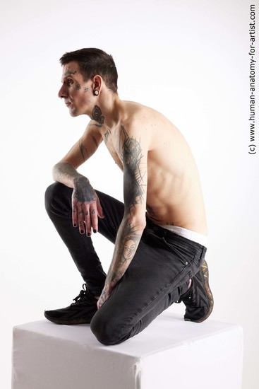 Casual Man White Kneeling poses - ALL Underweight Short Brown Kneeling poses - on one knee Standard Photoshoot Academic