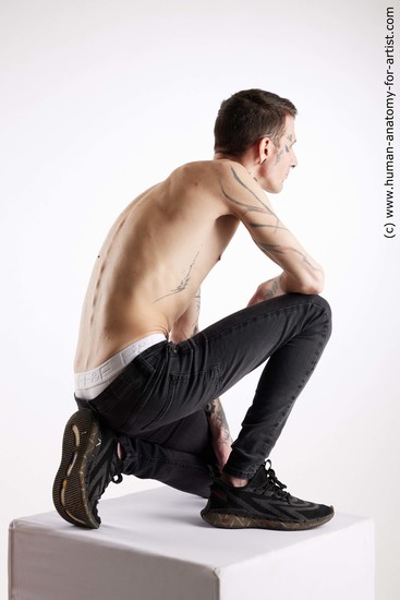 Casual Man White Kneeling poses - ALL Underweight Short Brown Kneeling poses - on one knee Standard Photoshoot Academic