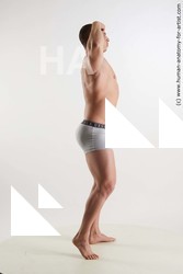 Underwear Man White Standing poses - ALL Muscular Short Brown Standing poses - simple Standard Photoshoot Academic