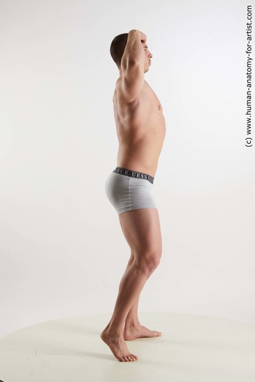 Underwear Man White Standing poses - ALL Muscular Short Brown Standing poses - simple Standard Photoshoot Academic