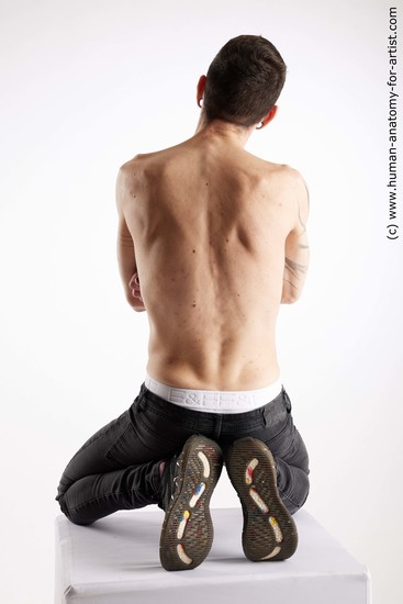 Casual Man White Kneeling poses - ALL Underweight Short Brown Kneeling poses - on both knees Standard Photoshoot Academic