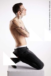 Casual Man White Kneeling poses - ALL Underweight Short Brown Kneeling poses - on both knees Standard Photoshoot Academic
