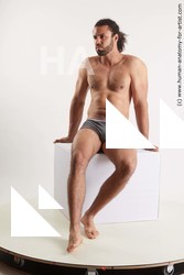 Underwear Man Black Sitting poses - simple Muscular Long Black Sitting poses - ALL Standard Photoshoot Academic