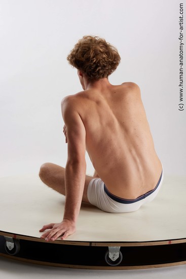 Underwear Man White Sitting poses - simple Athletic Short Blond Sitting poses - ALL Standard Photoshoot Academic