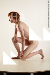 Nude Man White Kneeling poses - ALL Underweight Short Red Kneeling poses - on one knee Standard Photoshoot Realistic