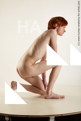 Nude Man White Kneeling poses - ALL Underweight Short Red Kneeling poses - on one knee Standard Photoshoot Realistic