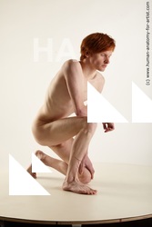Nude Man White Kneeling poses - ALL Underweight Short Red Kneeling poses - on one knee Standard Photoshoot Realistic