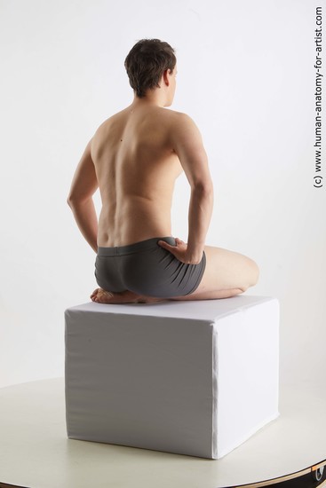 Underwear Man White Sitting poses - simple Slim Short Brown Sitting poses - ALL Standard Photoshoot Academic