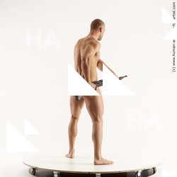 Nude Fighting with gun Man White Standing poses - ALL Muscular Short Brown Standing poses - simple Standard Photoshoot Realistic Fighting poses - ALL