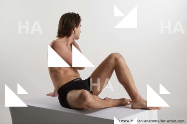 Underwear Man White Sitting poses - simple Slim Short Brown Sitting poses - ALL Standard Photoshoot Academic