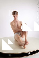 Underwear Man White Sitting poses - simple Slim Short Red Sitting poses - ALL Standard Photoshoot Academic
