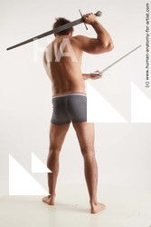 Underwear Fighting Man Black Standing poses - ALL Muscular Long Black Standing poses - simple Standard Photoshoot Academic Fighting poses - ALL