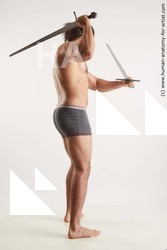 Underwear Fighting Man Black Standing poses - ALL Muscular Long Black Standing poses - simple Standard Photoshoot Academic Fighting poses - ALL