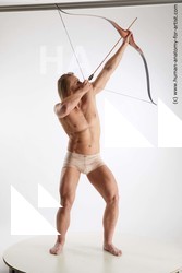 Underwear Fighting Man White Standing poses - ALL Muscular Medium Blond Standing poses - simple Standard Photoshoot Academic Fighting poses - ALL