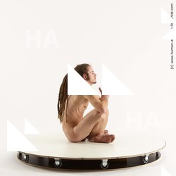 Nude Man White Sitting poses - simple Slim Brown Sitting poses - ALL Dreadlocks Standard Photoshoot Realistic