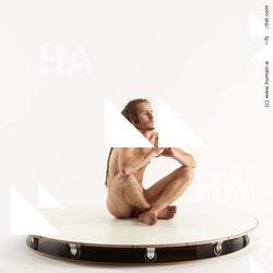 Nude Man White Sitting poses - simple Slim Brown Sitting poses - ALL Dreadlocks Standard Photoshoot Realistic