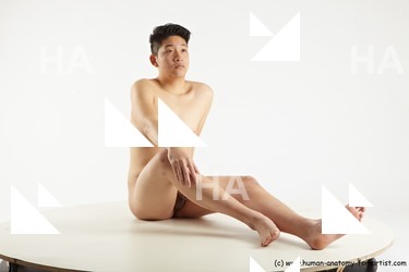 Nude Man Asian Sitting poses - simple Slim Short Black Sitting poses - ALL Standard Photoshoot Realistic