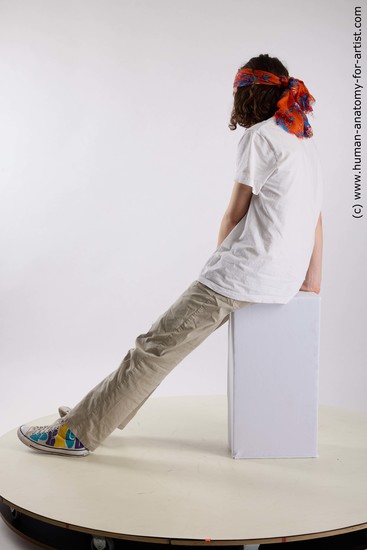 Casual Man White Sitting poses - simple Slim Long Brown Sitting poses - ALL Standard Photoshoot  Academic