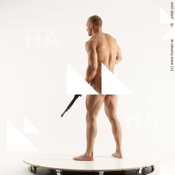 Nude Fighting with gun Man White Standing poses - ALL Muscular Short Brown Standing poses - simple Standard Photoshoot Realistic Fighting poses - ALL