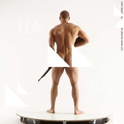 Nude Fighting with gun Man White Standing poses - ALL Muscular Short Brown Standing poses - simple Standard Photoshoot Realistic Fighting poses - ALL