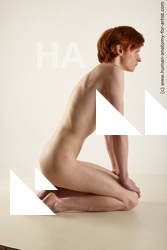 Nude Man White Kneeling poses - ALL Slim Short Red Kneeling poses - on both knees Standard Photoshoot Realistic