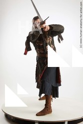 Casual Fighting with sword Man White Standing poses - ALL Slim Long Brown Standing poses - simple Standard Photoshoot Academic Fighting poses - ALL