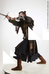 Casual Fighting with sword Man White Standing poses - ALL Slim Long Brown Standing poses - simple Standard Photoshoot Academic Fighting poses - ALL