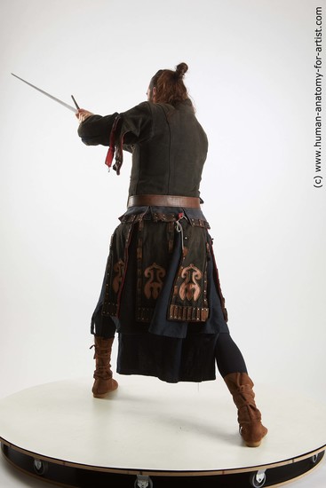 Casual Fighting with sword Man White Standing poses - ALL Slim Long Brown Standing poses - simple Standard Photoshoot Academic Fighting poses - ALL