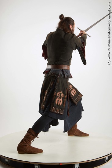 Casual Fighting with sword Man White Standing poses - ALL Slim Long Brown Standing poses - simple Standard Photoshoot Academic Fighting poses - ALL