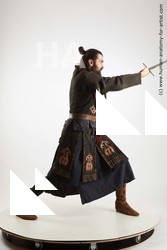 Casual Fighting with sword Man White Standing poses - ALL Slim Long Brown Standing poses - simple Standard Photoshoot Academic Fighting poses - ALL