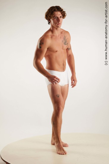 Underwear Man White Standing poses - ALL Athletic Short Brown Standing poses - simple Standard Photoshoot Academic