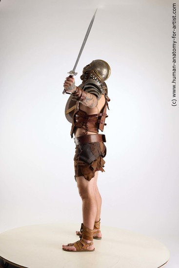 Fighting with sword Man White Standing poses - ALL Muscular Short Brown Standing poses - simple Standard Photoshoot Academic Fighting poses - ALL