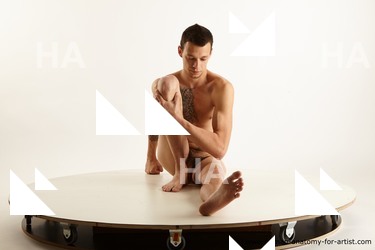 Nude Man White Sitting poses - simple Slim Short Brown Sitting poses - ALL Standard Photoshoot Realistic