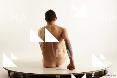 Nude Man White Sitting poses - simple Slim Short Brown Sitting poses - ALL Standard Photoshoot Realistic